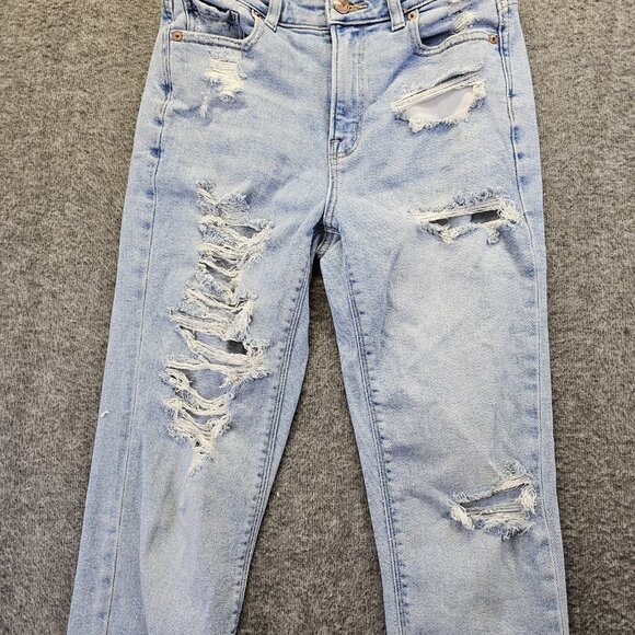 American Eagle Jeans Womens Size 000 Light Wash Mom Jean Stretch Distressed - Picture 5 of 12